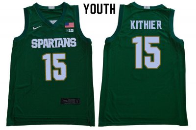 Youth Thomas Kithier Michigan State Spartans #15 Nike NCAA 2020 Green Authentic College Stitched Basketball Jersey JJ50W11LI